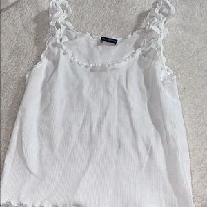 white brandy melville ruffle tanktop